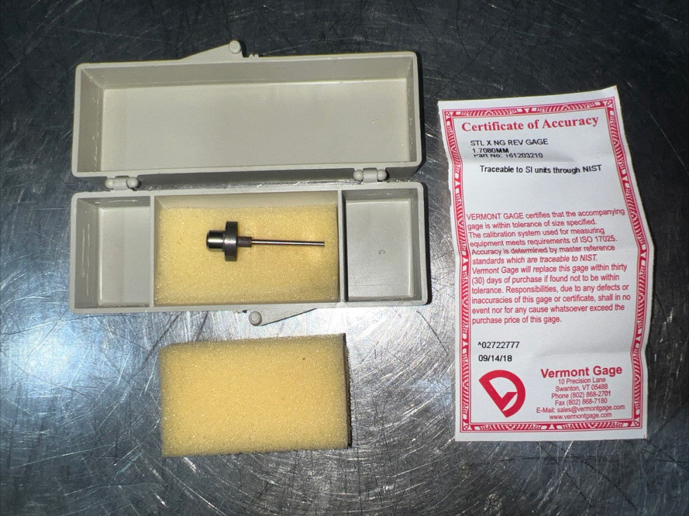 Vermont Gage STL X NG REV GAGE 1.7080 MM Nos Surplus