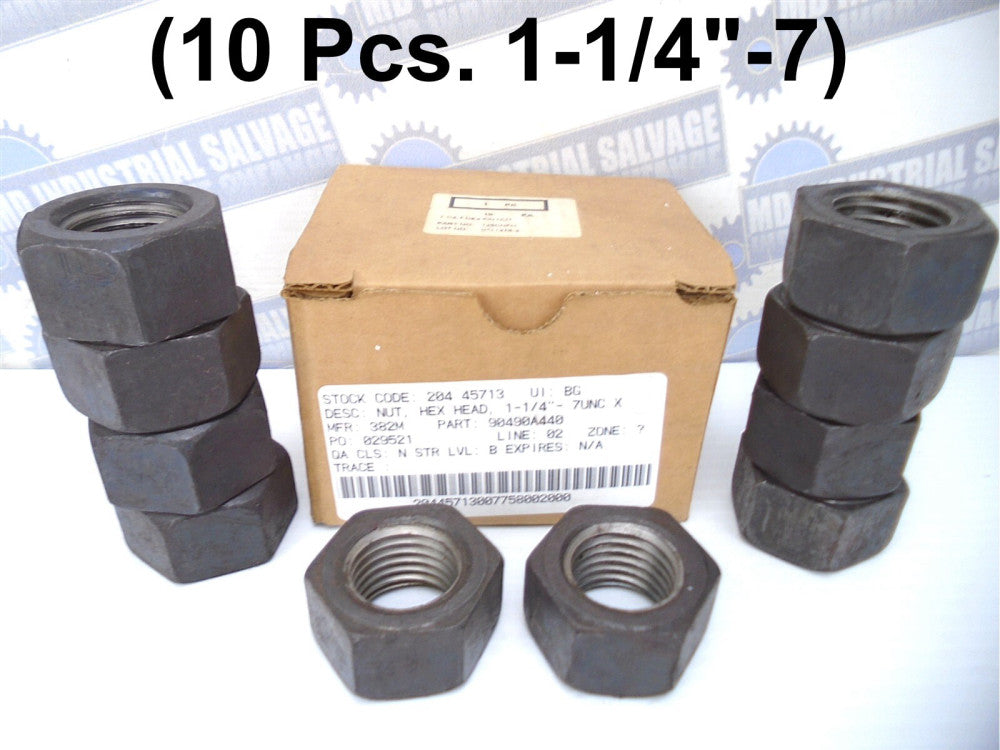 (10 Pcs) - HEX HEAD FIN NUT - 90490A440 - 1-1/4"-7 - Box of 10 - (NEW in BOX)