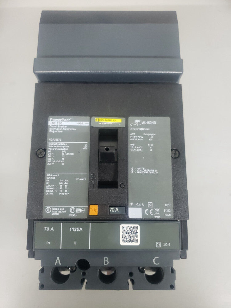 SCHNEIDER ELECTRIC HGA36070 POWERPACT Breaker 3 Pole 70 Amp 600V NEW NO BOX