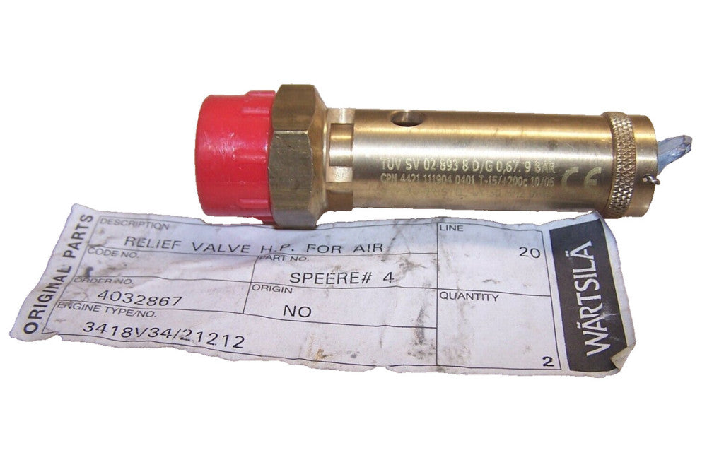 NEW WARTSILA SPEERE #4 BRASS RELIEF VALVE  TUVSV02893