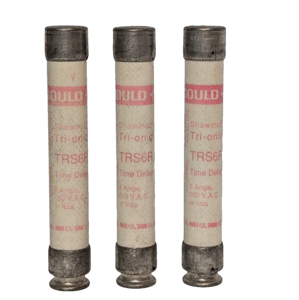 Lot of 3: Gould Shawmut Tri-Onic TRS6R Time-Delay 6 Amp, 600VAC Limiting Fuses