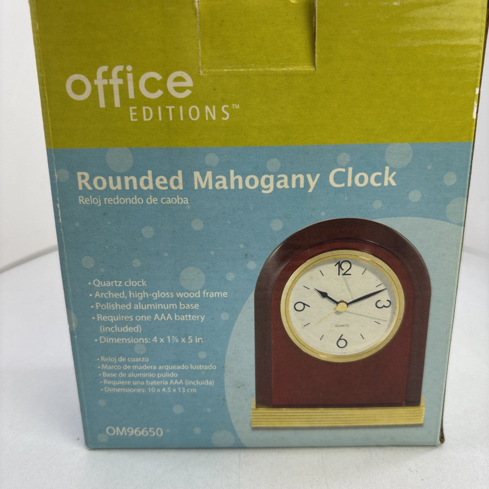 Office Editions Rounded Mahogany Quartz Clock Brand New but box damage