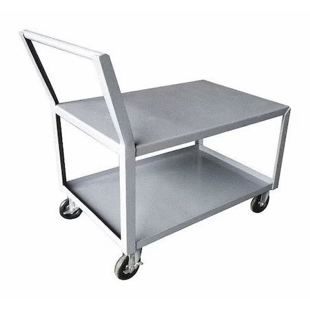 Zoro Select 10F444 Low-Profile Utility Cart With Lipped & Flush Metal Shelves,