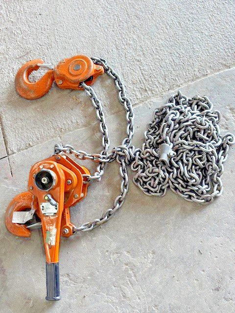 6 TON INGERSOLL RAND LV1200 STEEL BODY LEVER HOIST 13,200 LB CAP. W / 28FT CHAIN