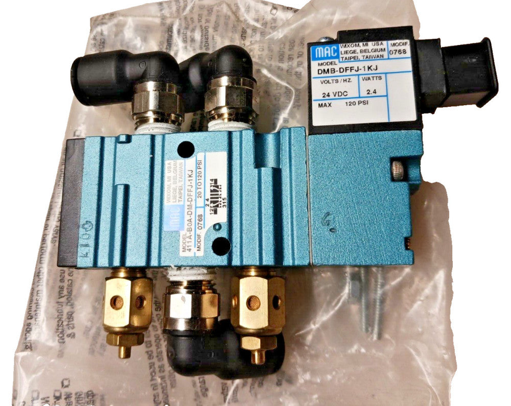 NEW MAC AIR VALVE 20 TO 120 PSI 24 VDC  411A-B0A-DM-DFFJ-1KJ / DMB-DFFJ-1KJ