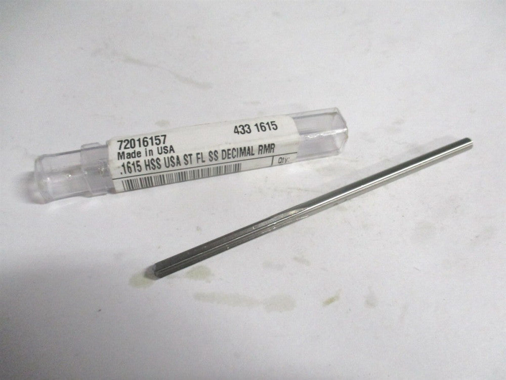 (72016157) 0.1615" x 1-1/8" x 4-1/2" Straight Flute HSS 6-Flute Chucking Reamer 