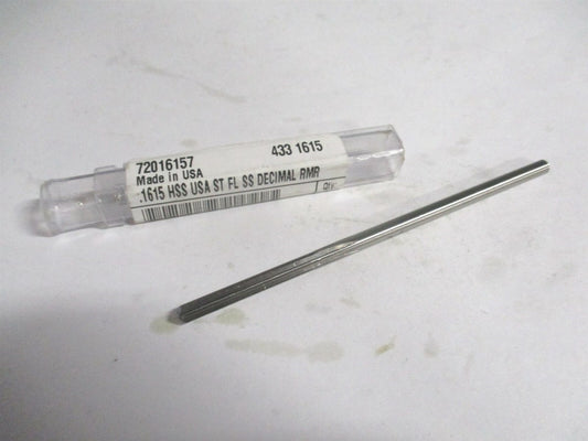 (72016157) 0.1615" x 1-1/8" x 4-1/2" Straight Flute HSS 6-Flute Chucking Reamer 