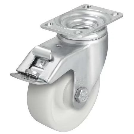 Zoro Select L-Po 100G-12-Fi Swivel Plate Caster,Nylon,4 In.,400 Lb.,Zinc