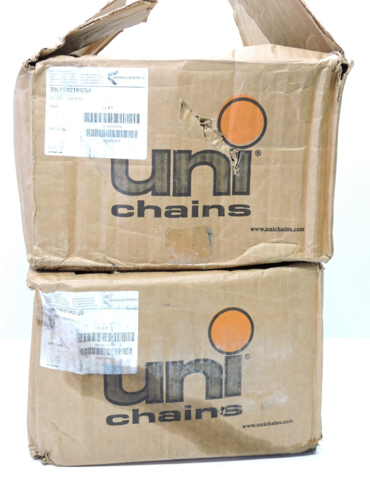 Lot of 2 - UNI CHAINS 39LF882TK0750 10' ROLLER CHAIN, SLAT Top Chain - NOB NEW!