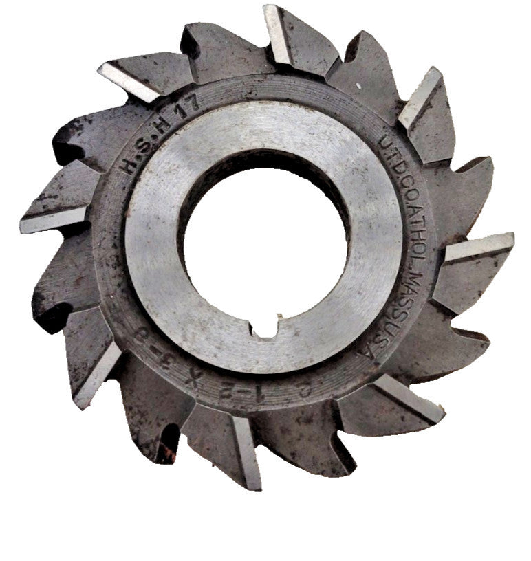 UTD STAGGERED MILLING CUTTER HS 2-1/2" DIAMETER 3/8" WIDTH 7/8" ARBOR 16-TEETH