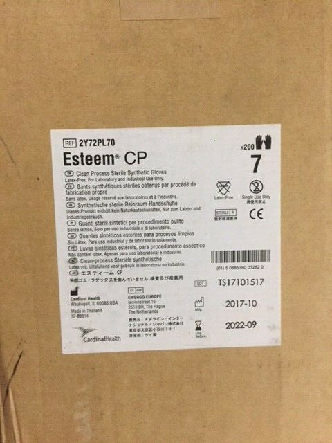 (CASE of 200) Cardinal Health Glove Esteem Cp St 8.5 2Y72PL70 Exp 09/22