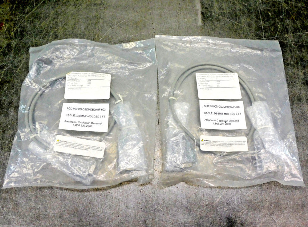 Amphenol CS-DSDMDB09MF-003 Computer Cables on Demand Lot of Two (2)