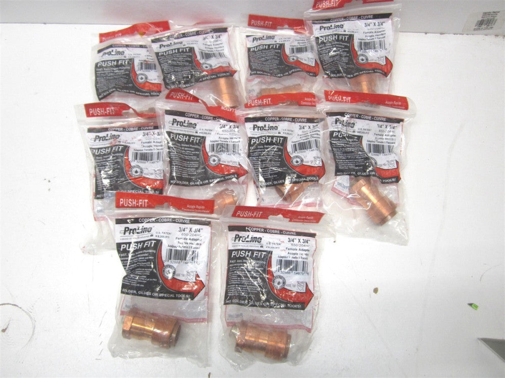 B&K Mueller 650-204HC 3/4" TubexFNPTxTubexFemale Push-to-Connect Adapter -Qty 10