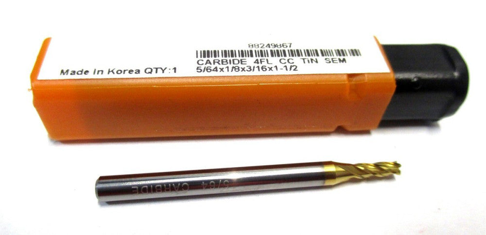 NEW (88249867) 5/64 x 1/8 x 3/16 x 1-1/2 4F CC SE RH Carbide Square End Mill