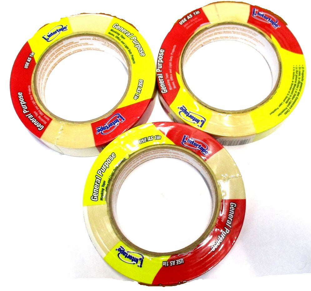 Intertape (5101-1) .94" x 60 Yards General Purpose Masking Tape - Lot of 3