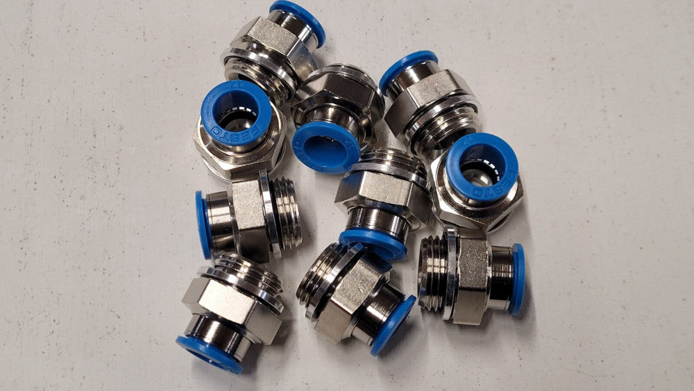 Lot of 10 Festo QS-G1/2-12 Push In Pneumatic Fittings G1/2 x 12mm Tubing