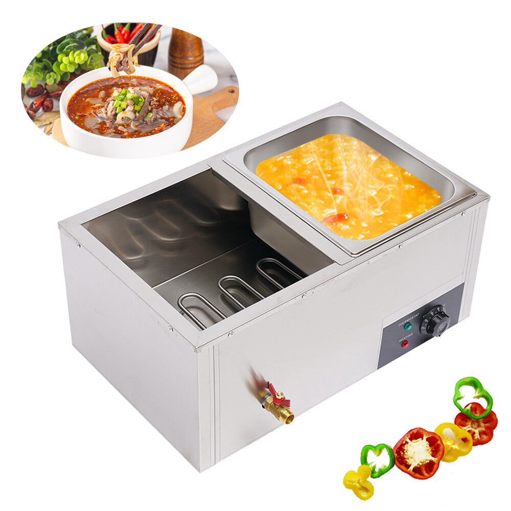Commercial Food Warmer Bain Marie 2-Pan Buffet Food Warmer Stainless Steel Heavy