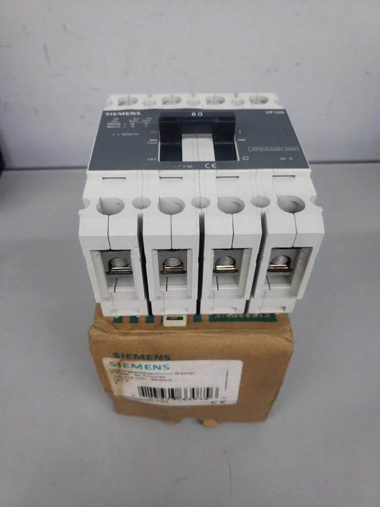 New Old Stock! Siemens 3VF2214-0JQ41-0AA0 Circuit Breaker 4P 80 Amp