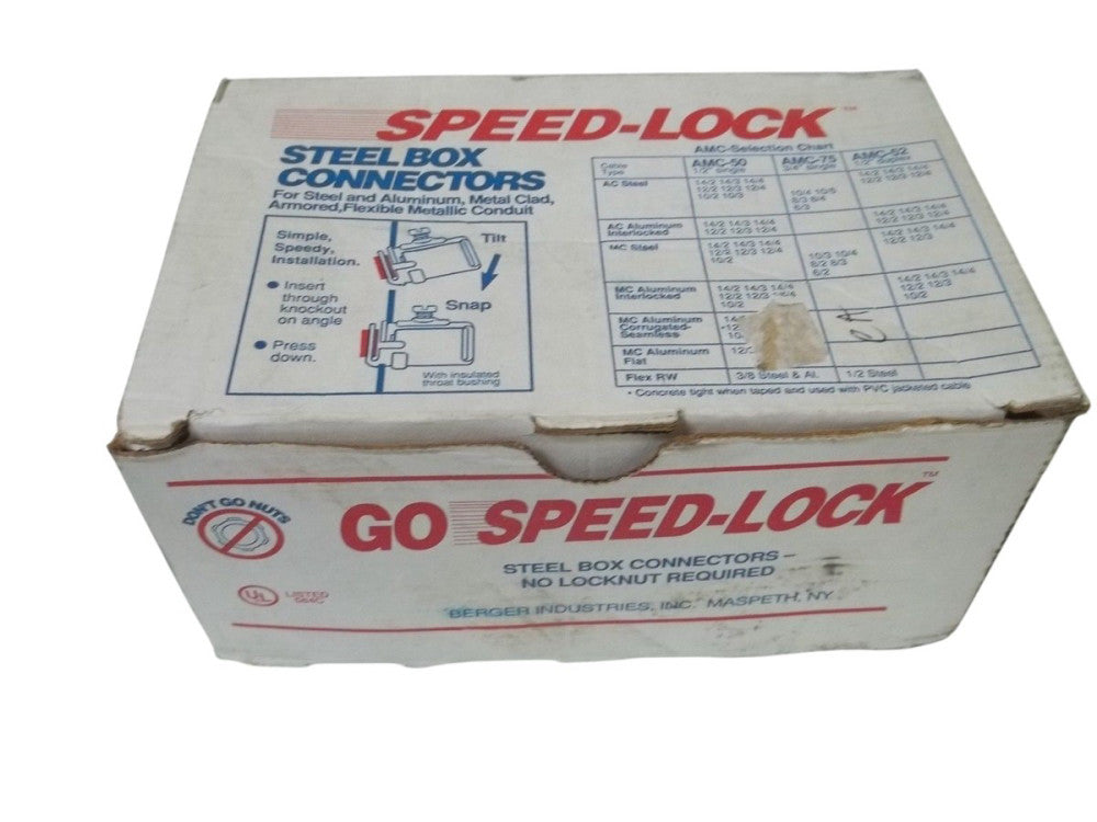 LOT OF 25 SPEED-LOCK AMC-75 3/4" STEEL BOX CONNECTORS NSMP