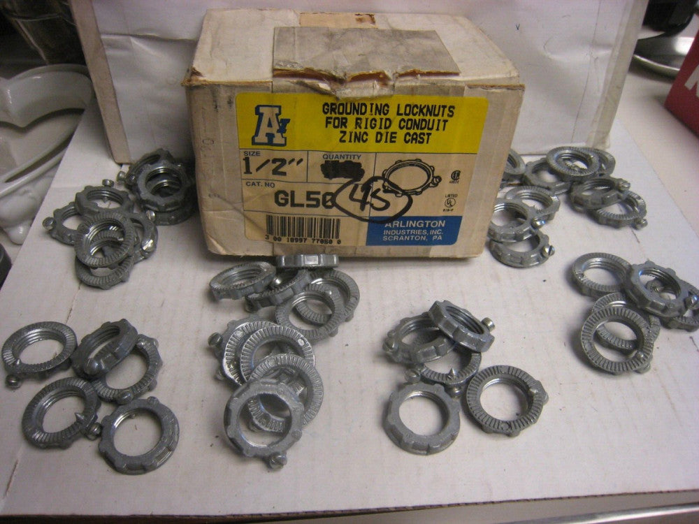 45  Arlington GL50-1/2" Grounding Locknuts for Rigid Conduit - Box of 45