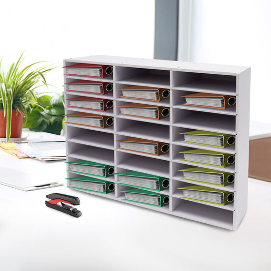 24 Compartments Literature Organizer File Sorter Paper Storage Holder Office