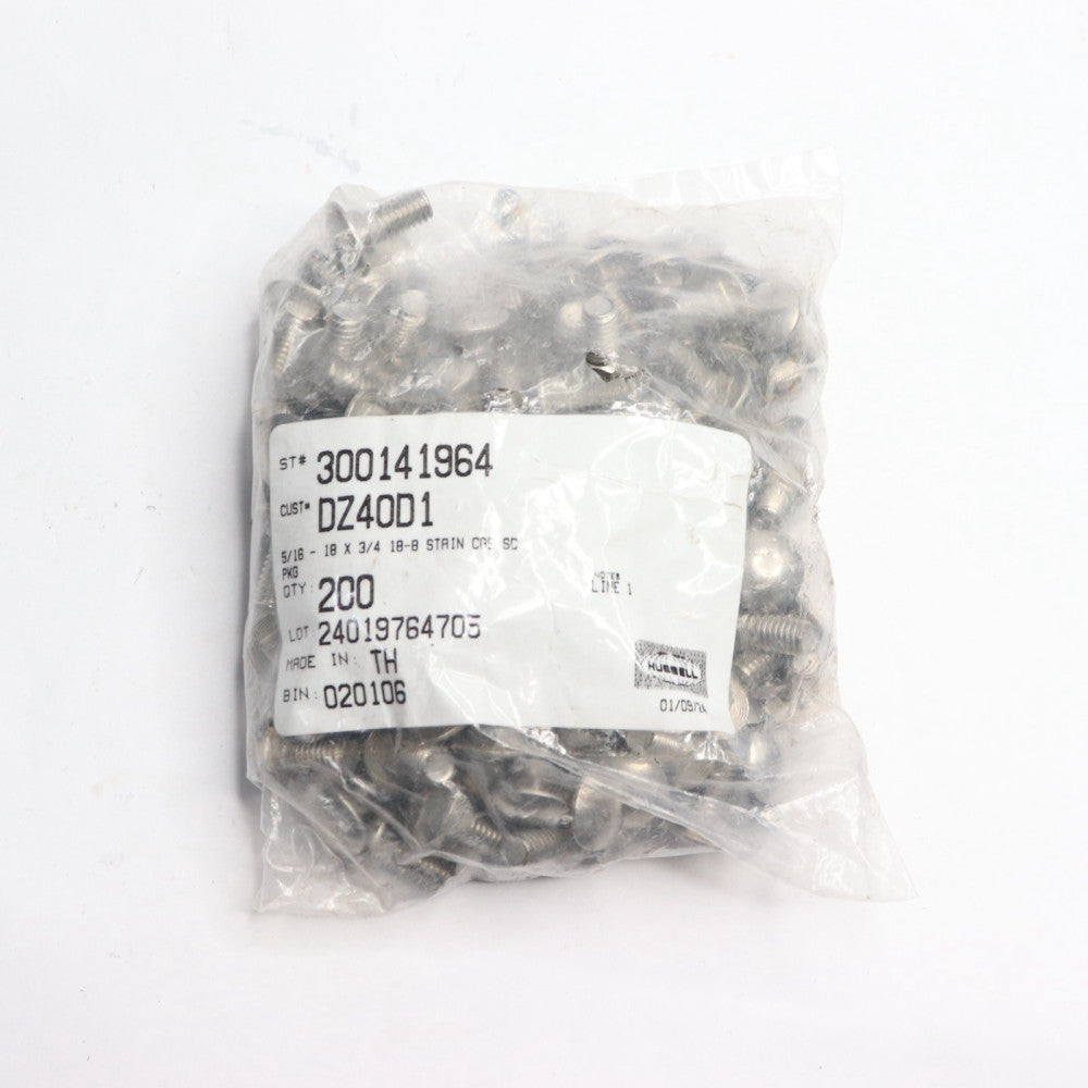 (200-Pk) Hubbell Bolts Stain CBE SC Steel 5/16-18 X 3/4" 300141964