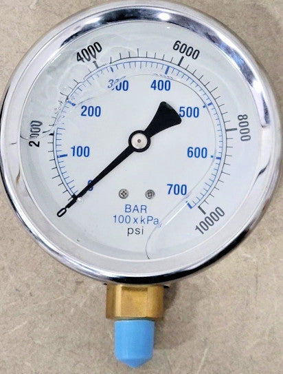4 Inch 10,000 lbs. Liquid Filled Pressure Gauge Stainless Steel NEW [Z2B7]