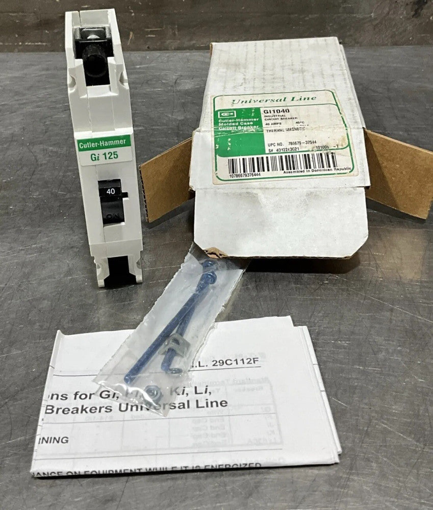 CUTLER-HAMMER 40 Amp 1 Pole Circuit Breaker GI1040 Nos Surplus