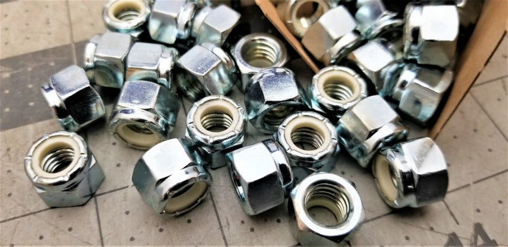 (100) 3/8-16 Nylock Hex Locking Nuts Coarse Zinc Plated [C1B2]