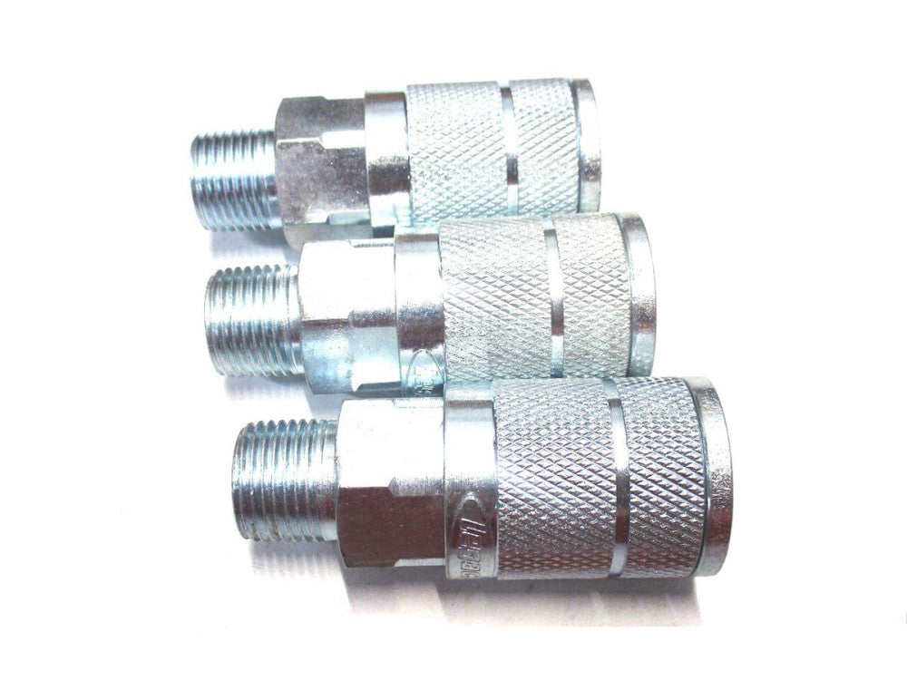 Coilhose (1HUF2) 3/8 Male NPT 3/8 Body Diam Steel Pneumatic Hose Coupler - 3 QTY