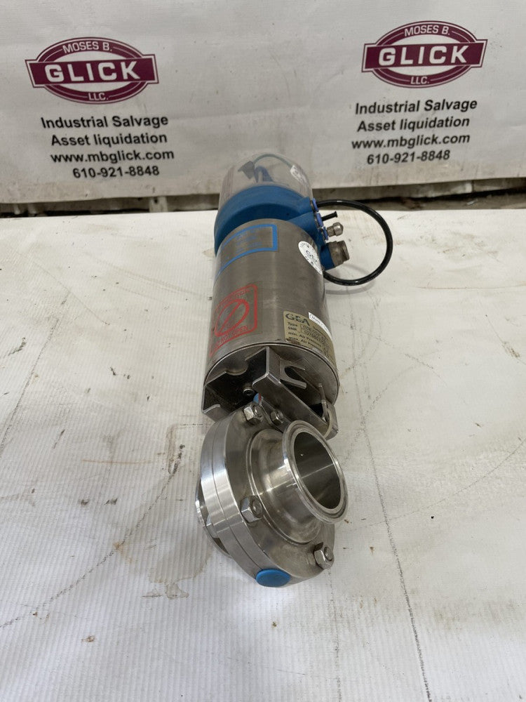 GEA PAMS-93/Gr.1 2" SS Air Spring Hygienic Butterfly Shut-Off Valve 116PSI