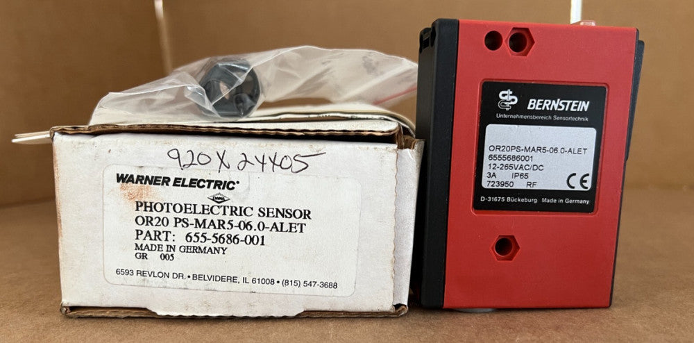 BERSTEIN PHOTOELECTRIC SENSOR, OR20PS-MAR5-06.0-ALET, 12-265V, NEW! MAKE OFFER!