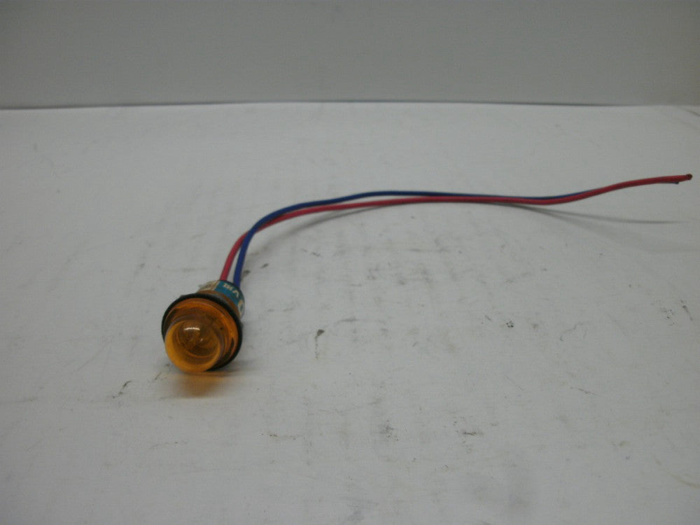SATO PARTS 110V PANEL INDICATOR LIGHT AMBER W/8" WIRE LEADS ROUND