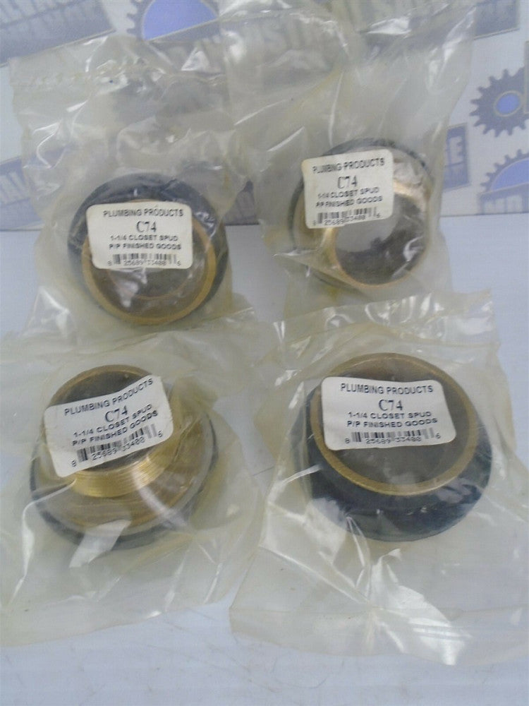 LOT OF 4- Plumbing Products C74 1-1/4" Closet Spud - Brass (NEW)