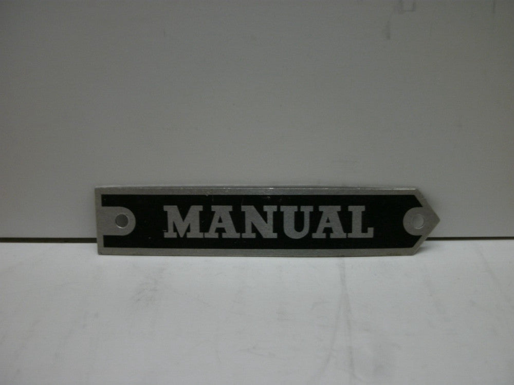 LEGEND PLATE (MANUAL) ALUMINUM BLACK W/SILVER LETTERING&TRIM 3-1/4"L X 5/8"W NNB