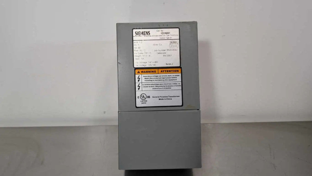 Siemens 1D1N001 Transformer Ser J 1 KVA Dry Type High 240x480 Low 120/240 1PH