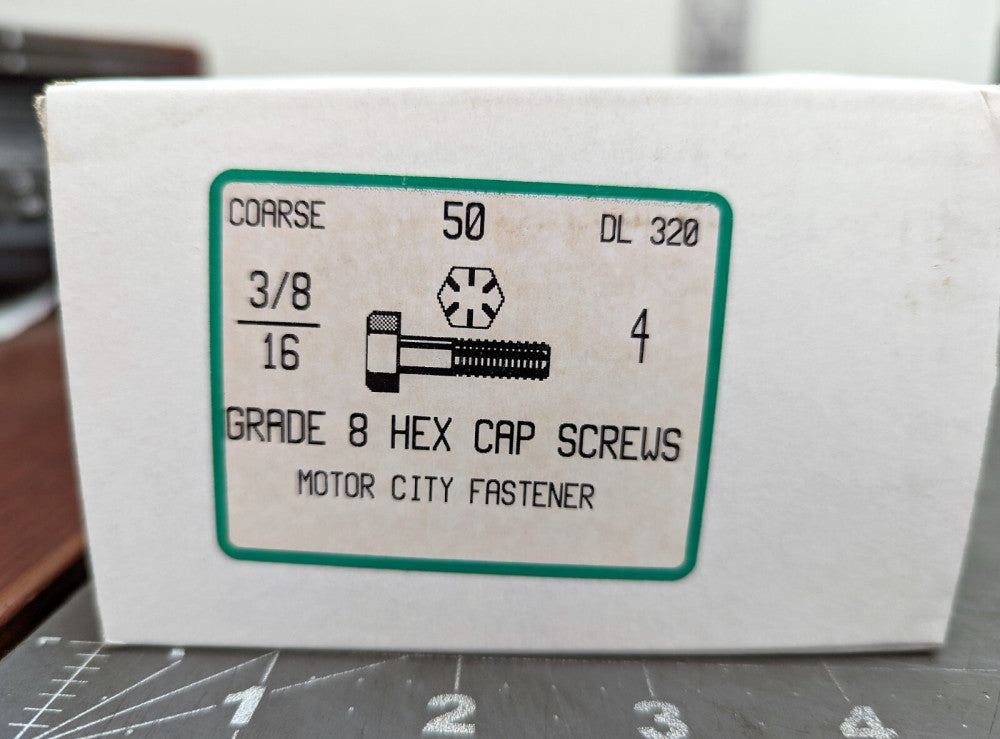 Box Of (50) 3/8"-16 x 4" Grade 8 Hex Head Cap Screws, Coarse Thread, Steel [P1F]
