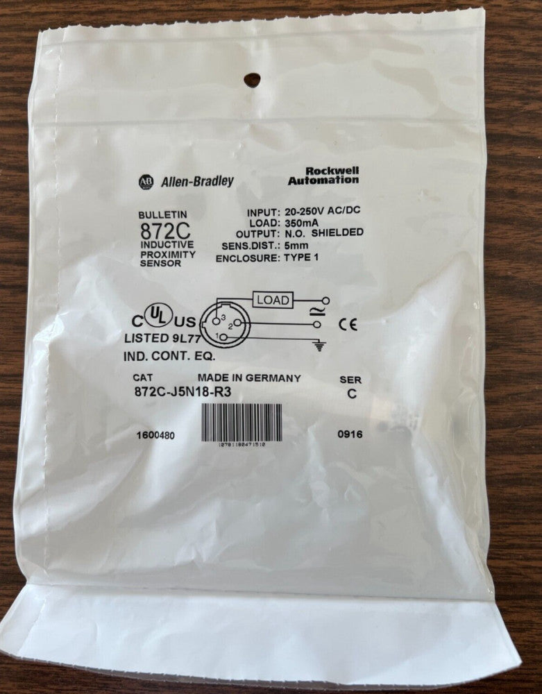 NEW! ALLEN BRADLEY, 872C-J5N18-R3, SER C, INDUCTIVE PROXIMTY SENSOR 20-250V,NIB