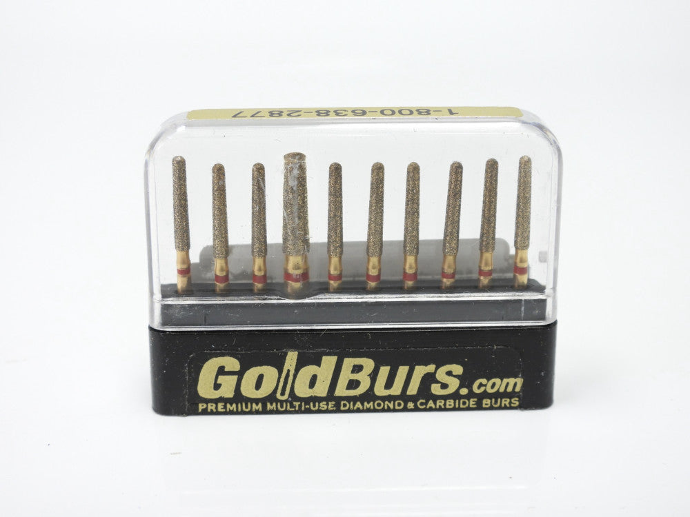 Goldburs G/199-019SF pack of 10 Multi use Gold Diamond Bur Round End Taper Shape