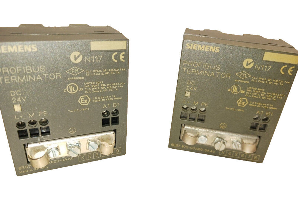 LOT OF 2 SIEMENS 6ES7 972-0DA00-0AA0 PROFIBUS TERMINATOR