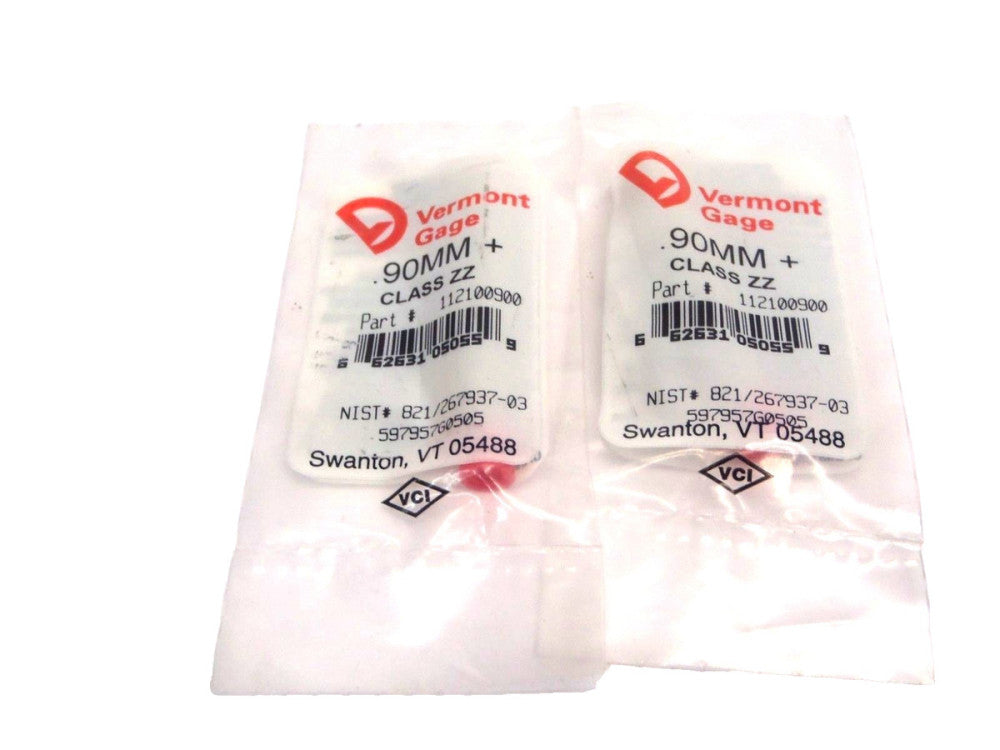 Vermont Gage 112100900 .90MM+ Class ZZ Pin Gage LOT OF 2