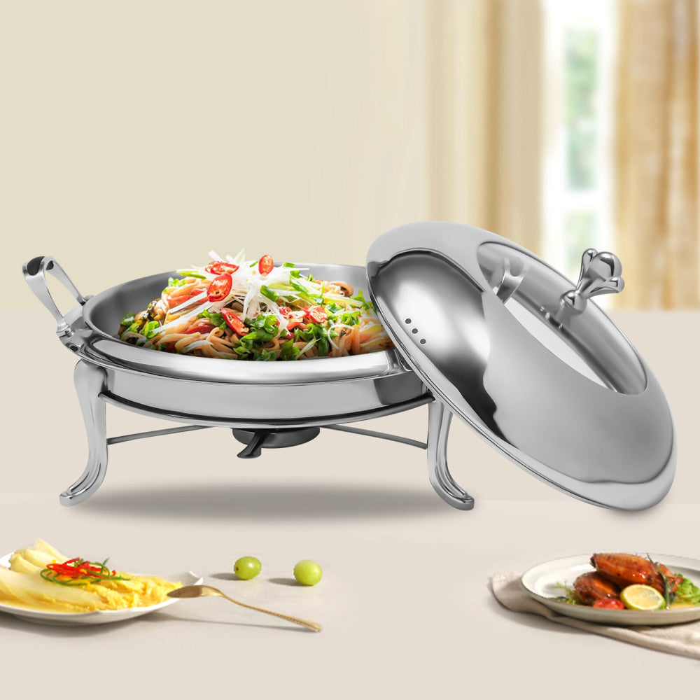 Round Chafing Dish Set 2.5L Stainless Steel Buffet Chafers Food Warmer 26cm NEW