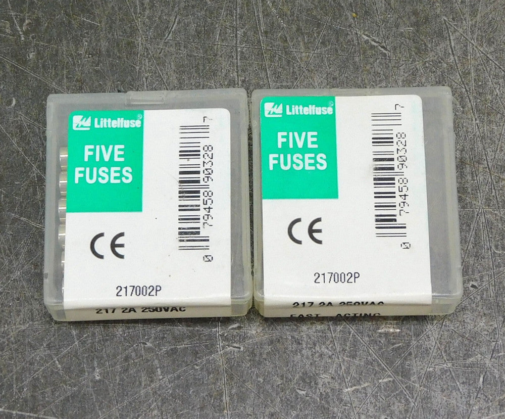 Littelfuse 217002P Glass Fast Acting Fuse 250V AC 2A Lot of Fifteen (15)