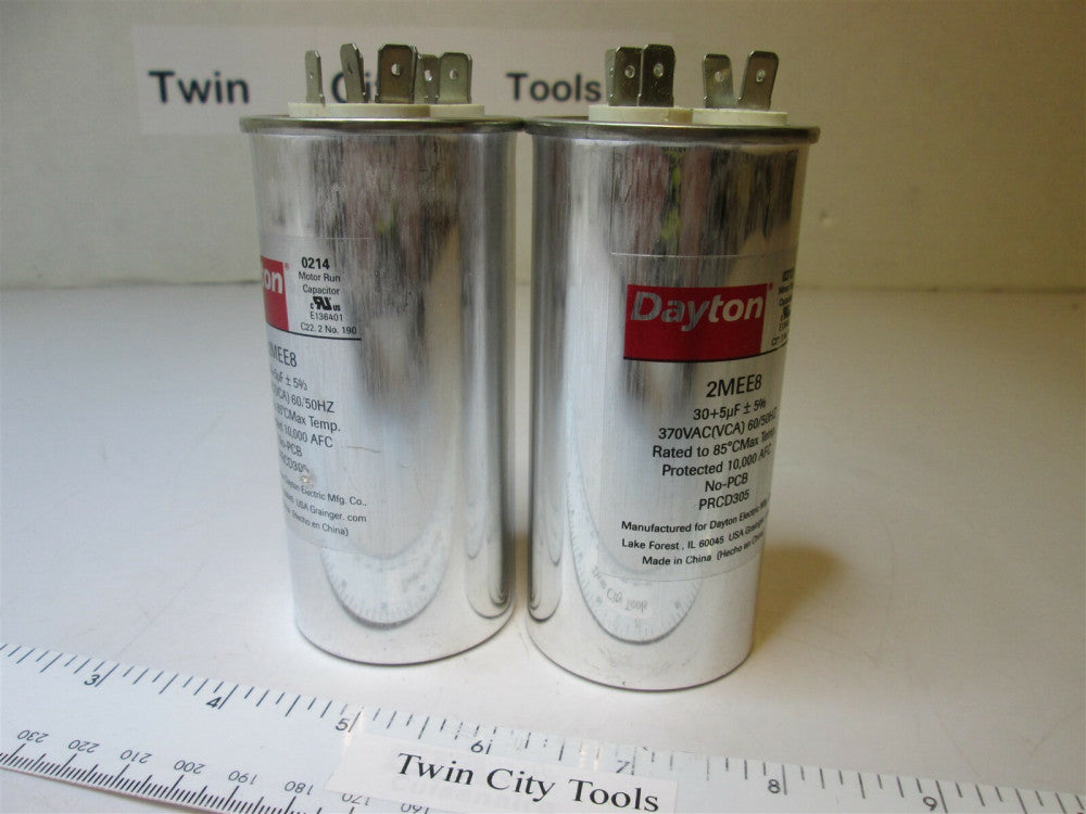 (2) Round 1/4 Male Quick-Connect Motor Start Capacitor 30/5 Microfarad 370VAC