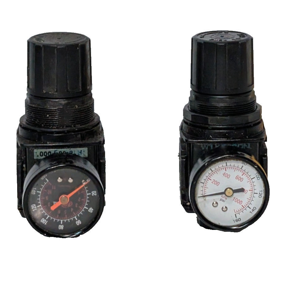 Lot of 2: Wilkerson Air Pressure Regulator Assemblies with Gauges, R18-03-F0G0?