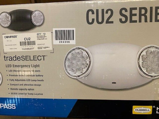 (12 PACK) Hubbell Lighting Compass CU2 Series White 2-Light LED Emergency Light