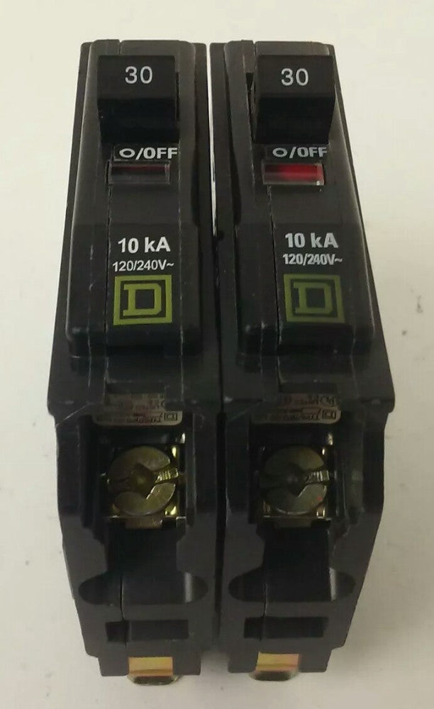 SQUARE D QO130 TYPE QO CIRCUIT BREAKER 1P 30A 120/240V 10KA (LOT OF 2)