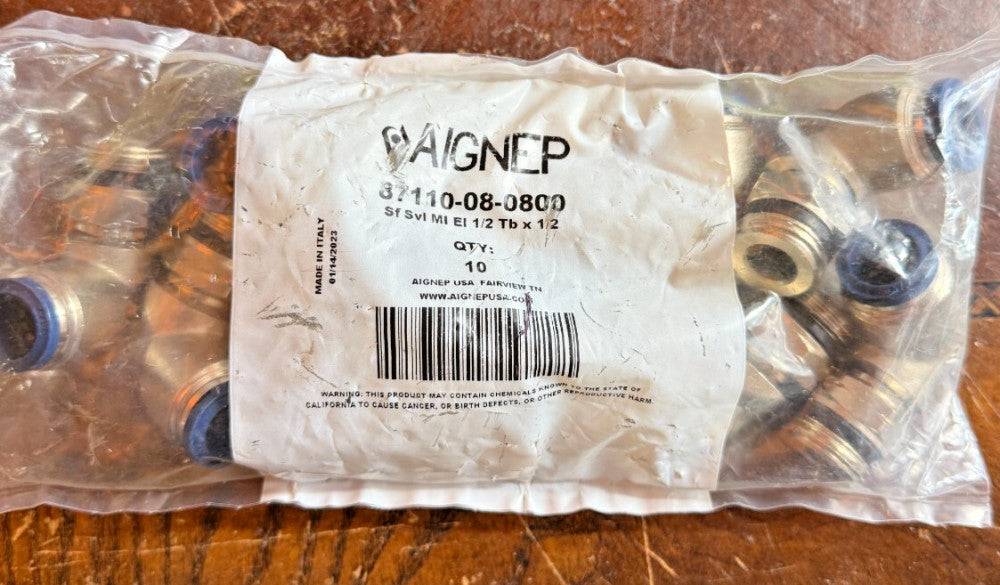 10-Pack Aignep 87110-08-08 1/2" Tube x 1/2" Swift Fit Swivel Elbow Fitting