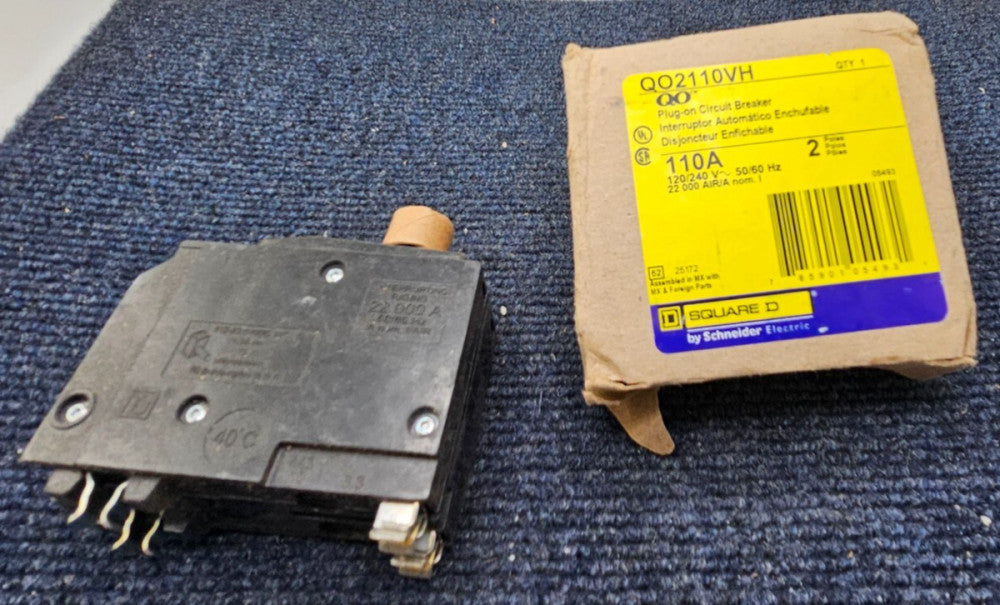 SQUARE D QO2110VH Circuit Breaker 110 Amp 2 Pole 120/240V 22kA
