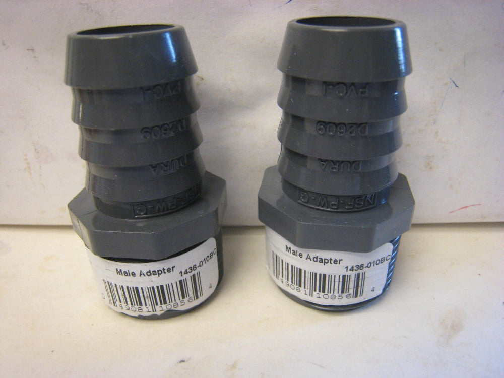 Lot Of 2 Spears 1436-010 1" PVC Barbed x NPT Male Adapter New
